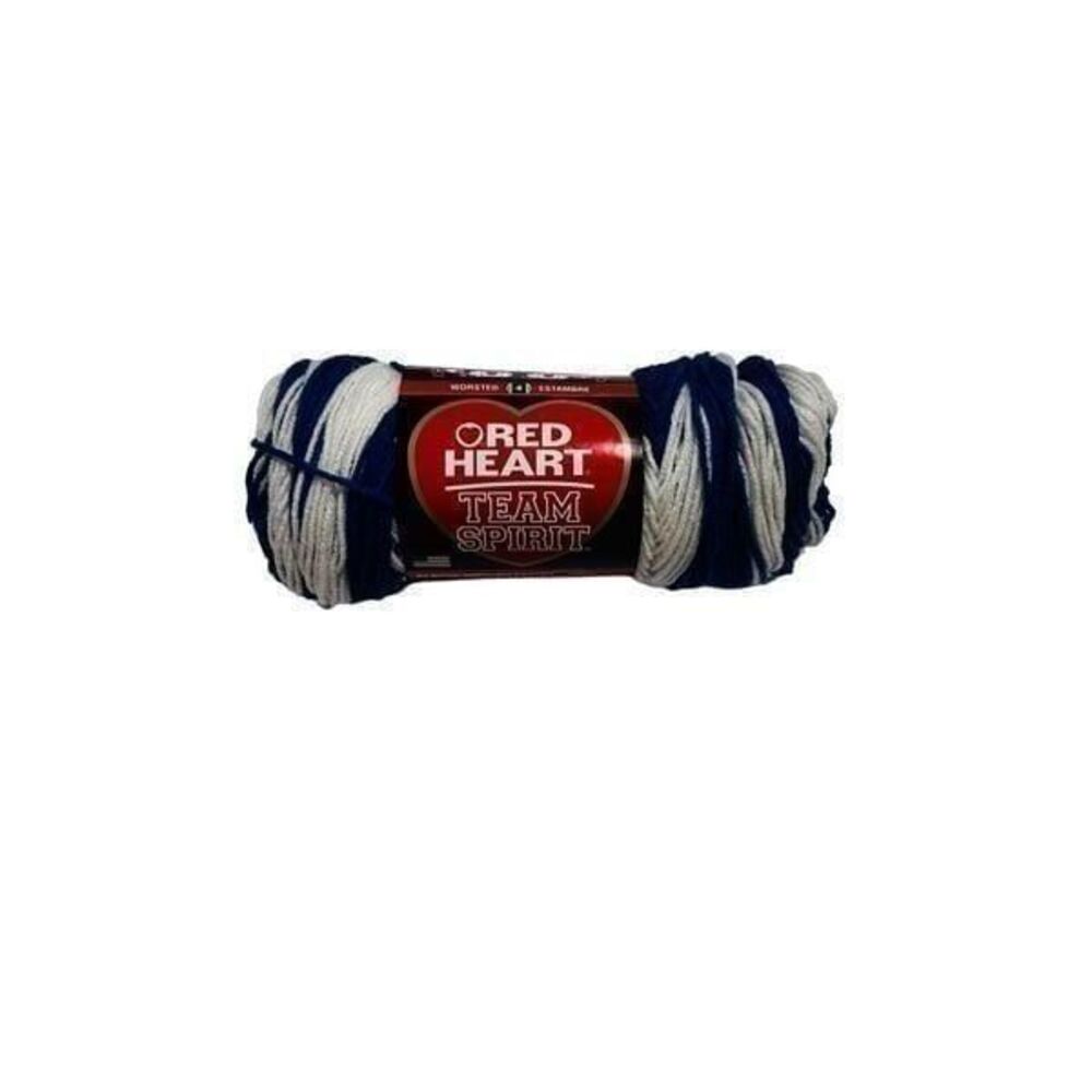 Red Heart Team Spirit Knitting Yarn blue royal 0947 white 4M 5oz with pattern in